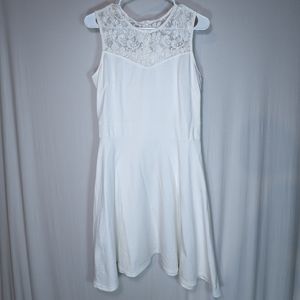 White Sleeveless Lace High Neck Skater Dress Wedding Shower Bachelorette Party S